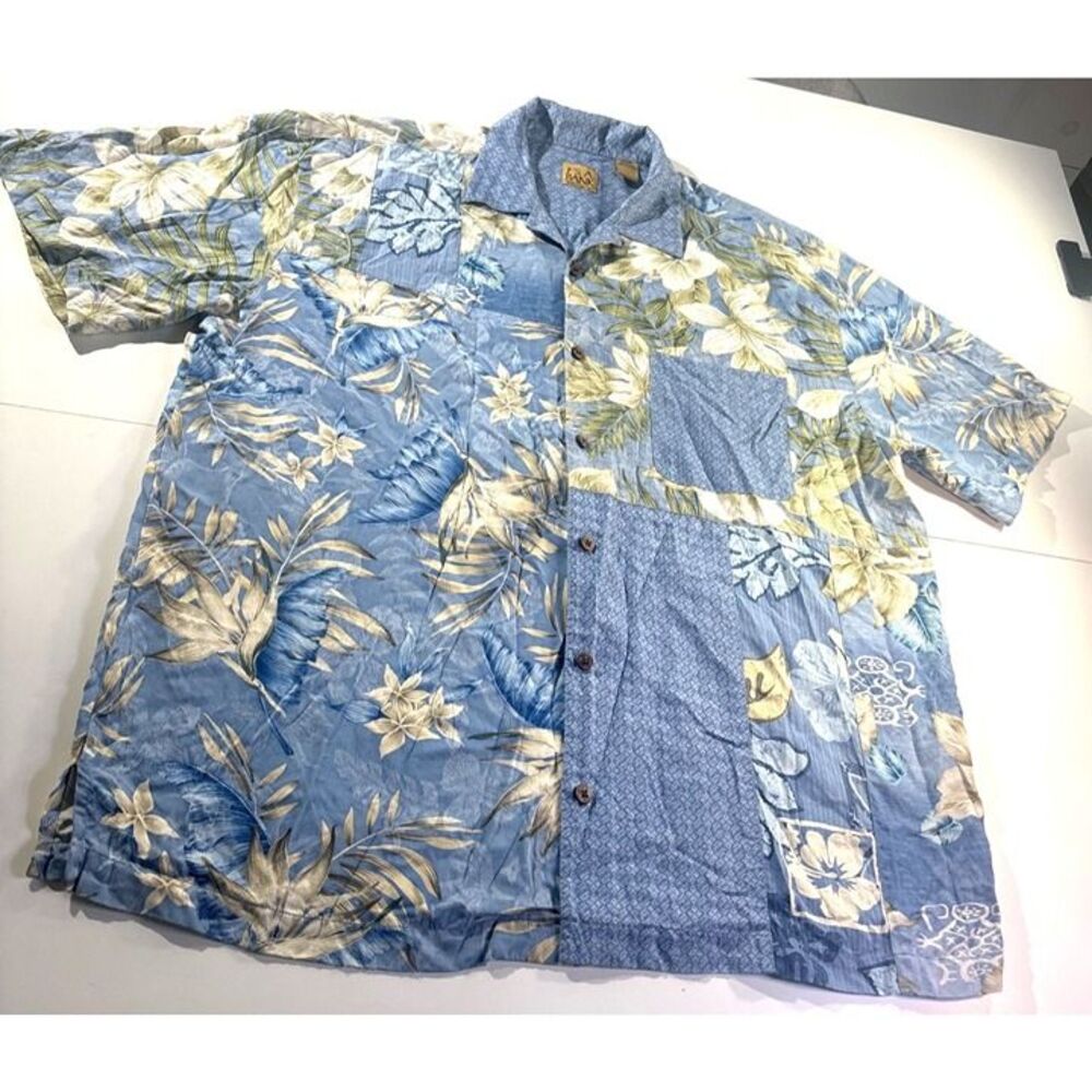 Jos A Bank Men’s Blue Hawaiian Floral Short Sleeve Shirt Button-Up Size XL